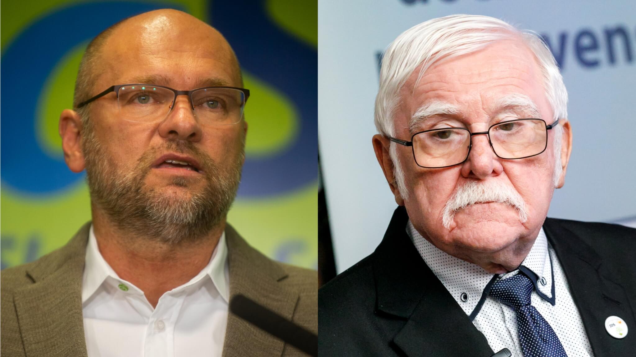 Predseda strany SaS Richard Sulík a predseda Jednoty dôchodcov na Slovensku (JDS) Michal Kotian