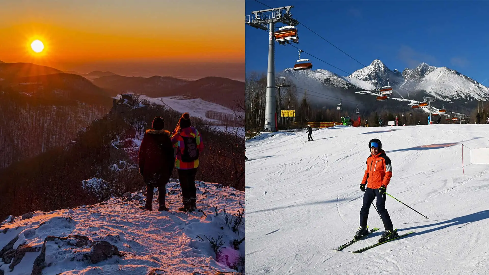 lyžovanie teplo slnko