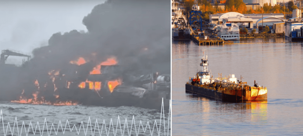 ropný tanker, požiar, Severné more