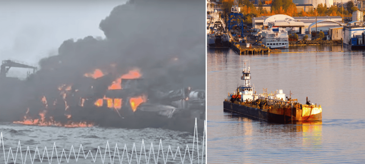 ropný tanker, požiar, Severné more