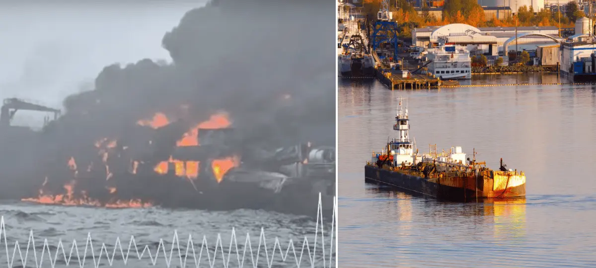 ropný tanker, požiar, Severné more