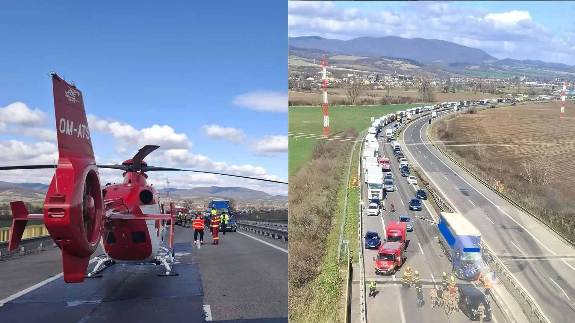 nehoda d1 kamión vrtuľník