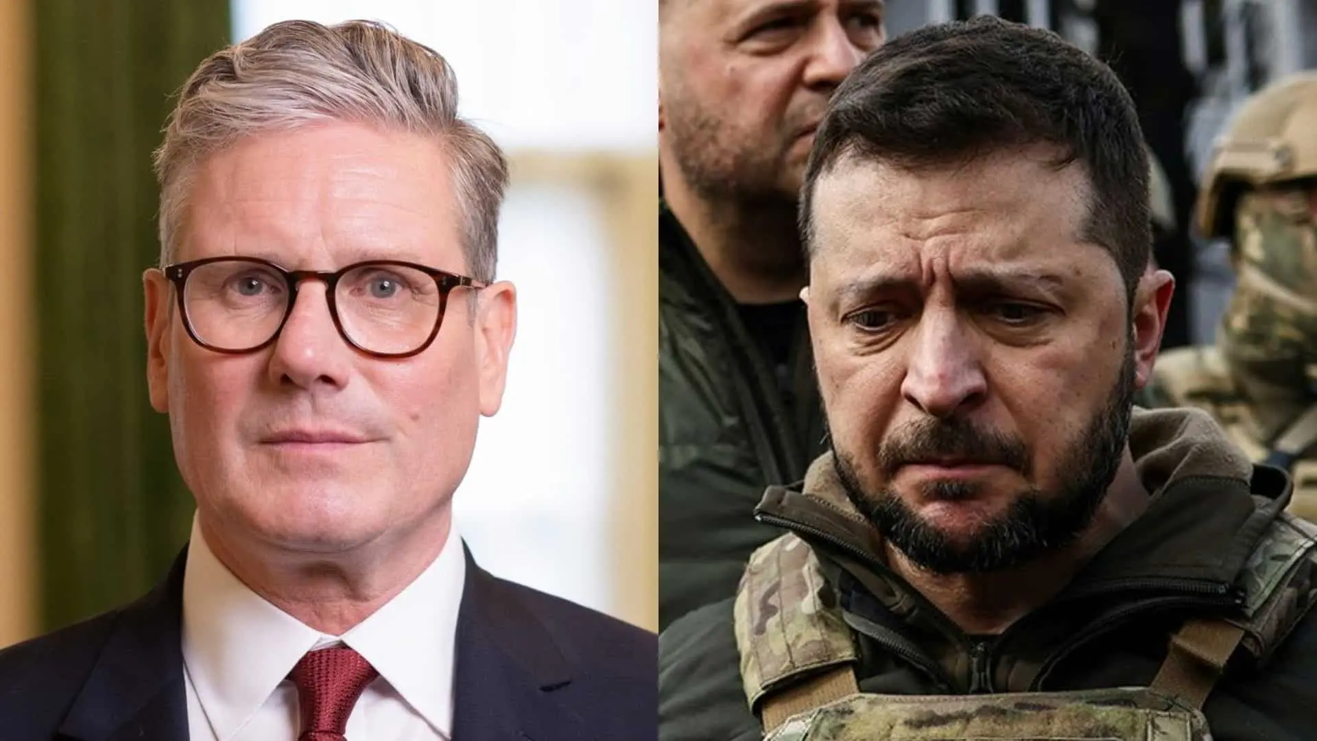 Keir Starmer (vľavo) a Volodymyr Zelenskyj (vpravo)