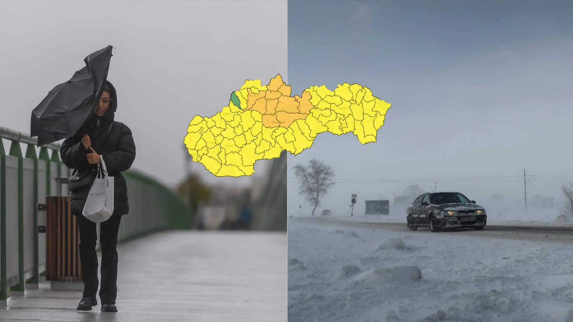 zima, sneh dážď, vietor