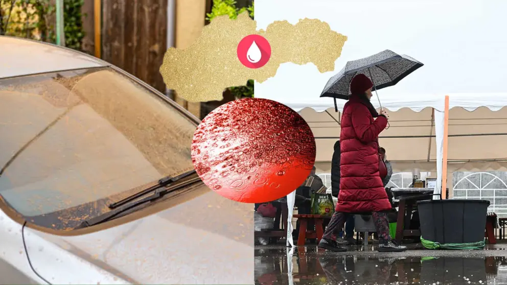 počasie jar saharský prach, krvavý dážď