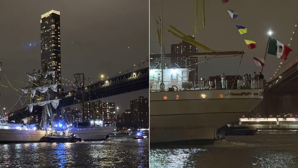 loď Cuauhtémoc nehoda most Brooklyn