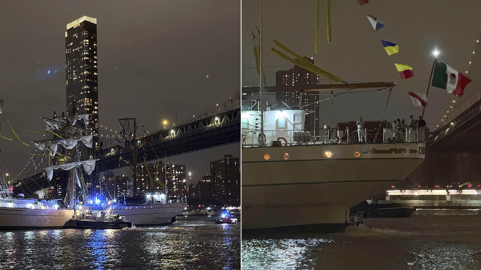 loď Cuauhtémoc nehoda most Brooklyn