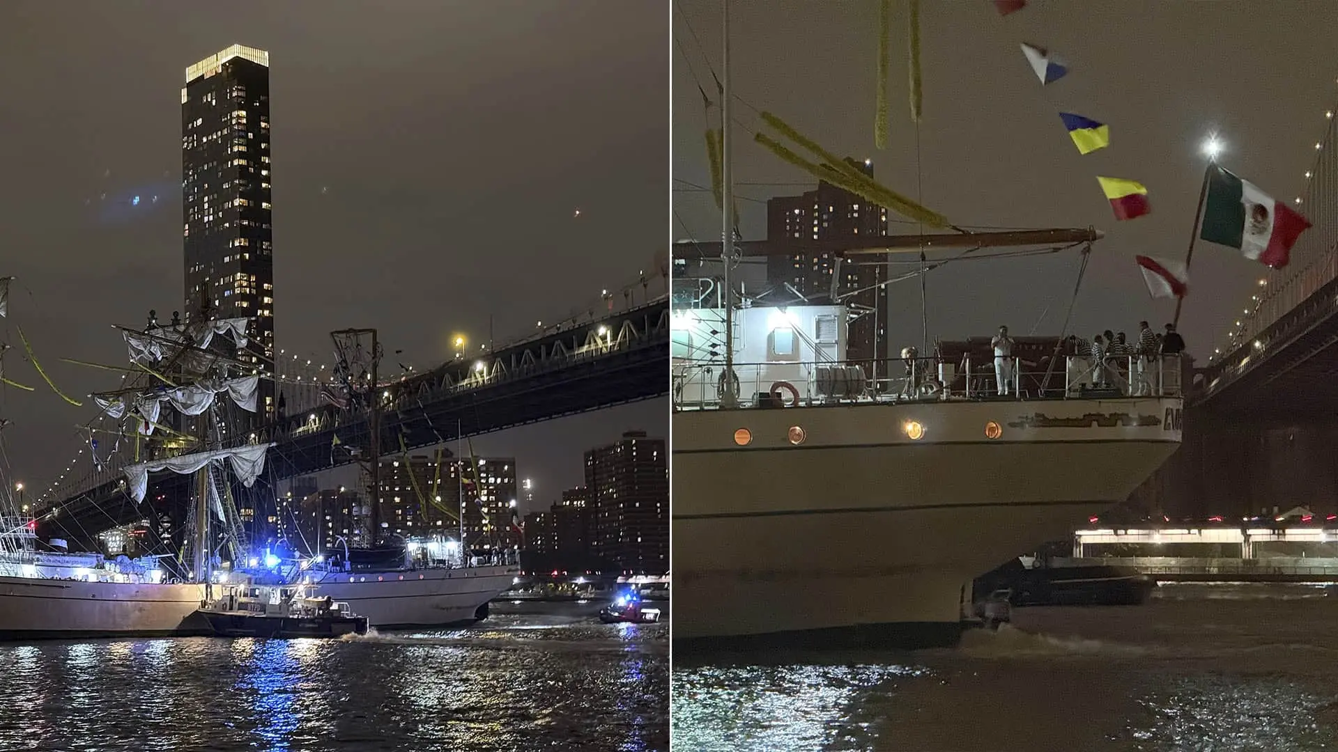 loď Cuauhtémoc nehoda most Brooklyn