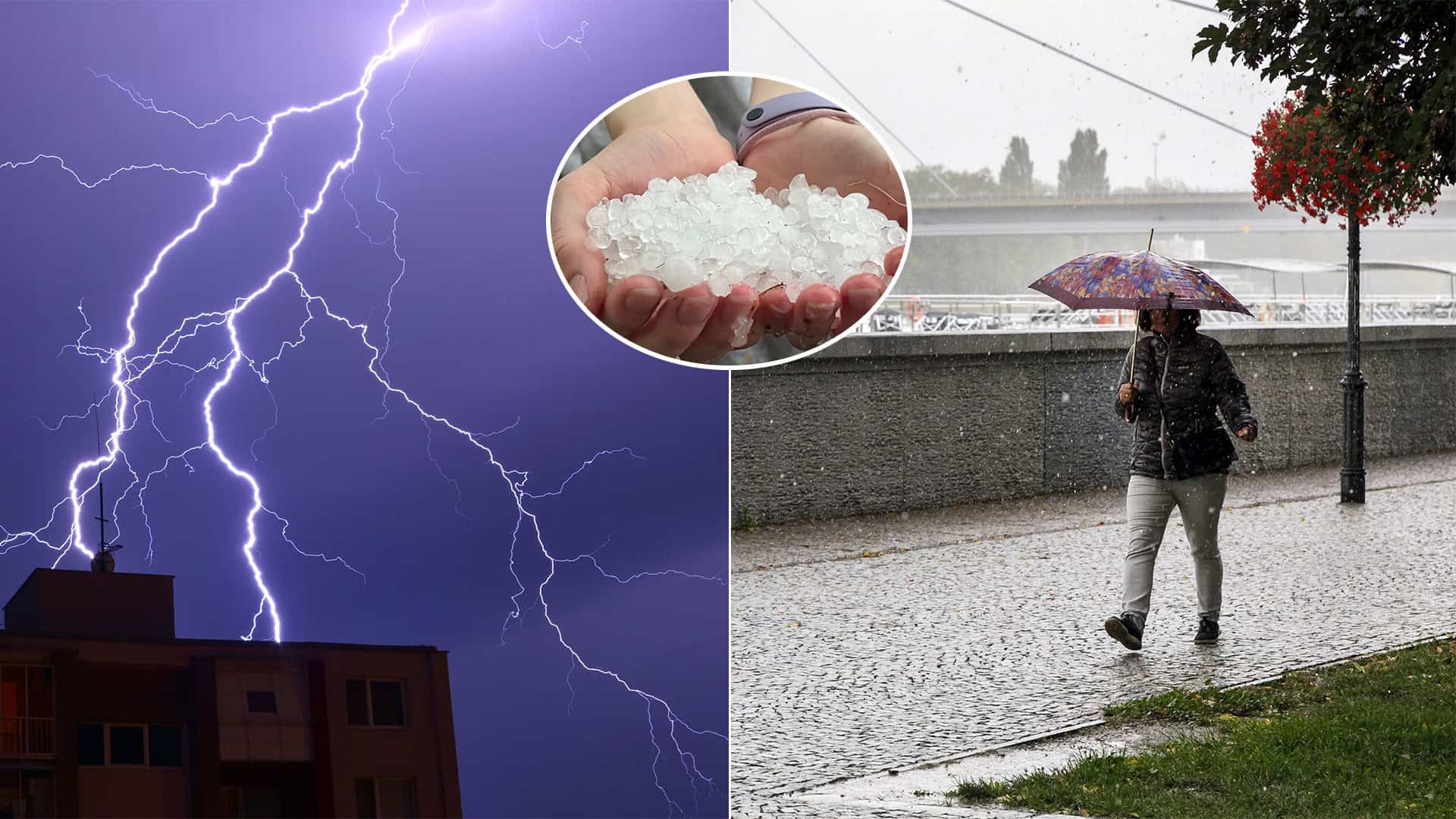 počasie krúpy dážď búrka