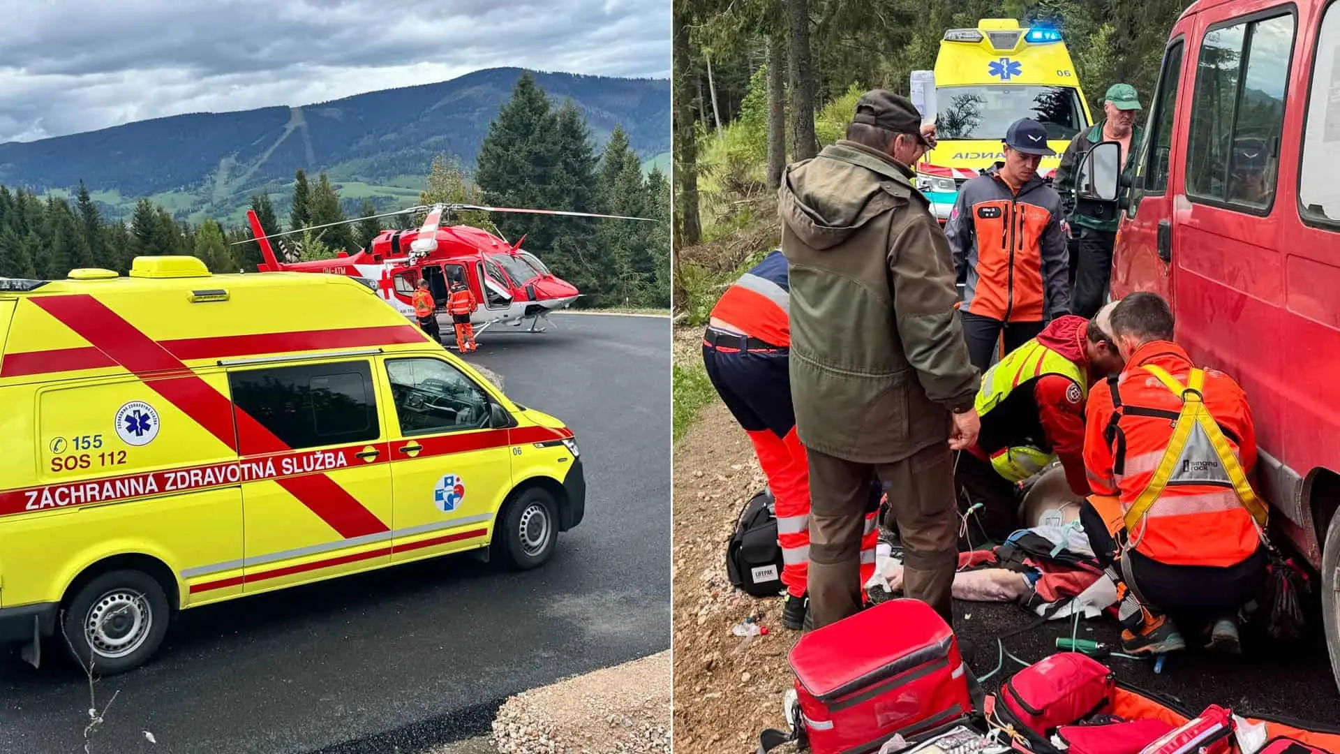 záchranári vrtuľník sanitka pod Kráľovou Hoľou