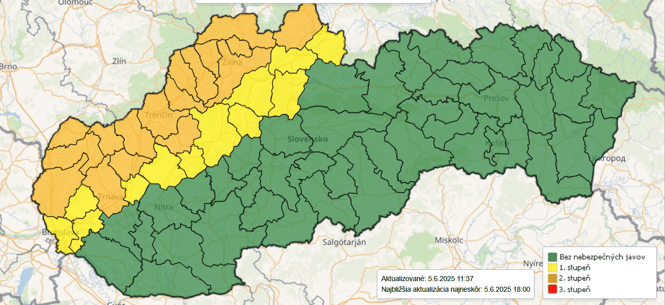 Výstraha , SHMÚ, Zdroj: web SHMÚ