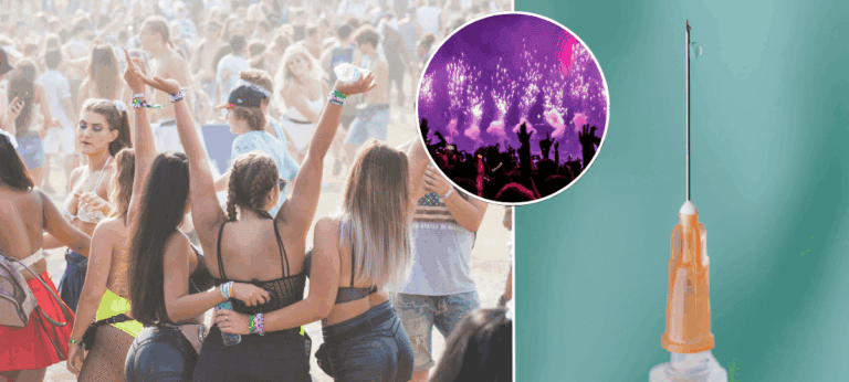 festival, Francúzsko, injekcie, ihly, bodnutie