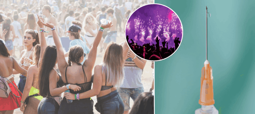 festival, Francúzsko, injekcie, ihly, bodnutie