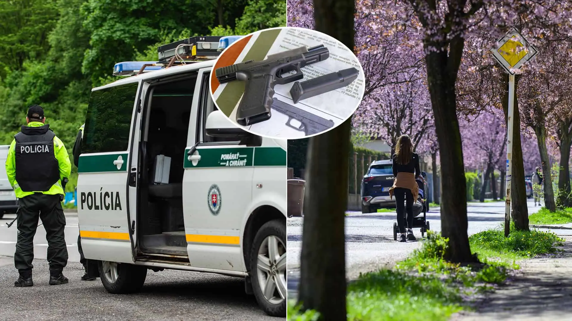 polícia žena kočík zbraň