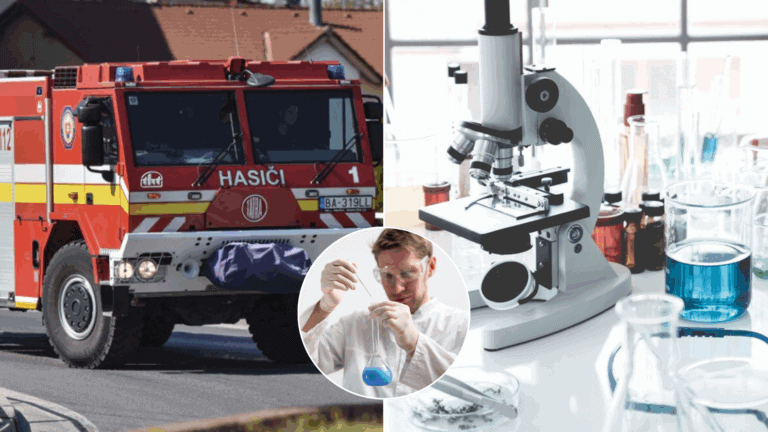 Fire truck, microscope and microscope.