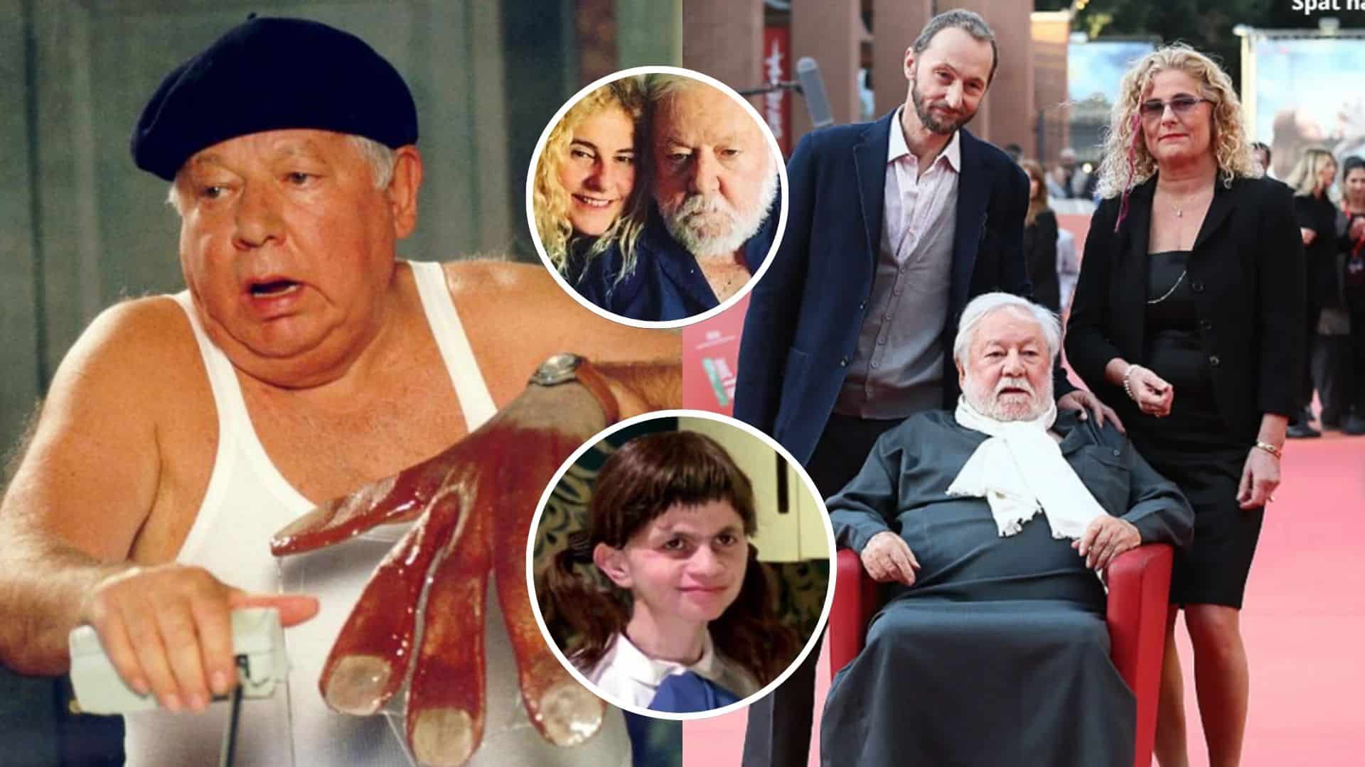 Paolo Villaggio (vľavo) a jeho skutočné deti (vpravo).