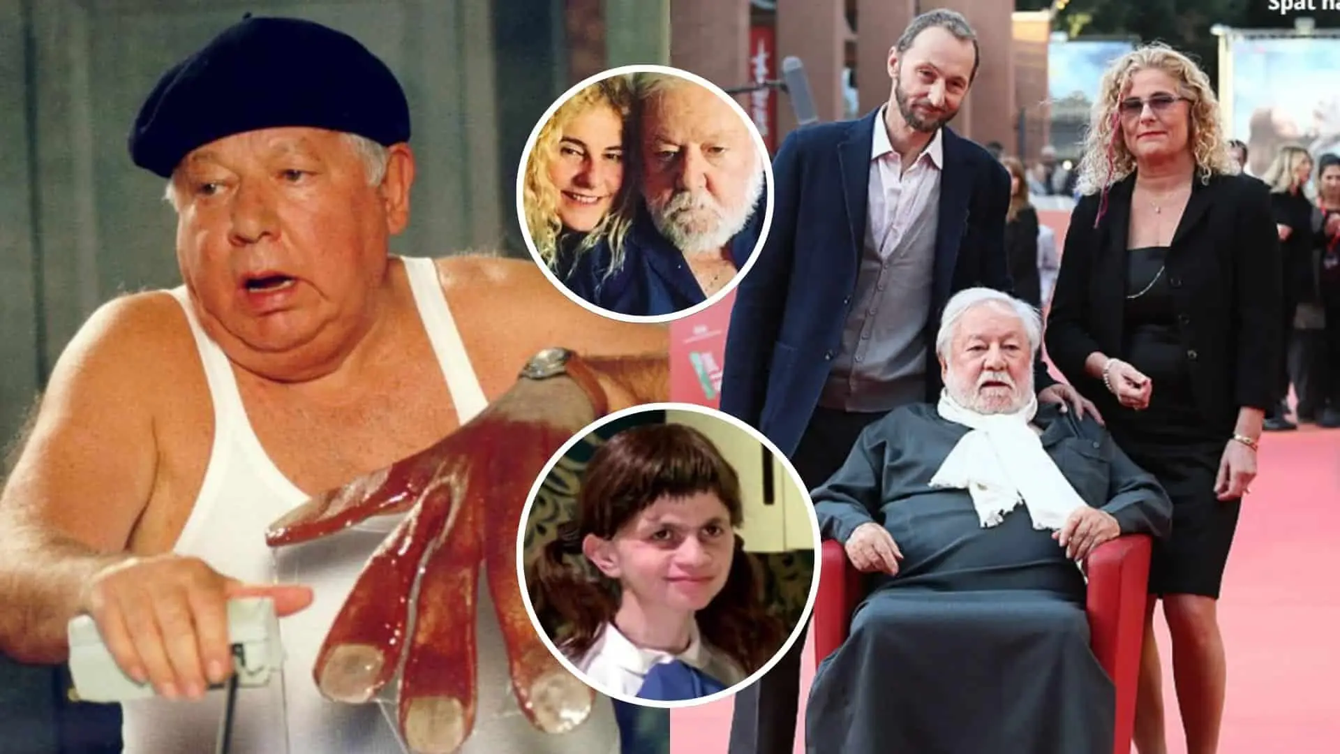 Paolo Villaggio (vľavo) a jeho skutočné deti (vpravo).