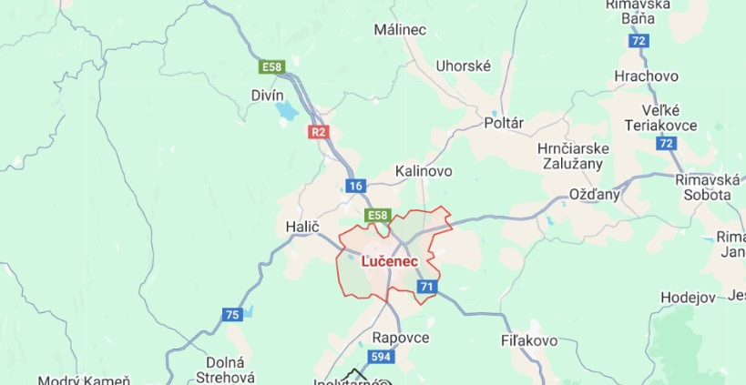 Lučenec mapa