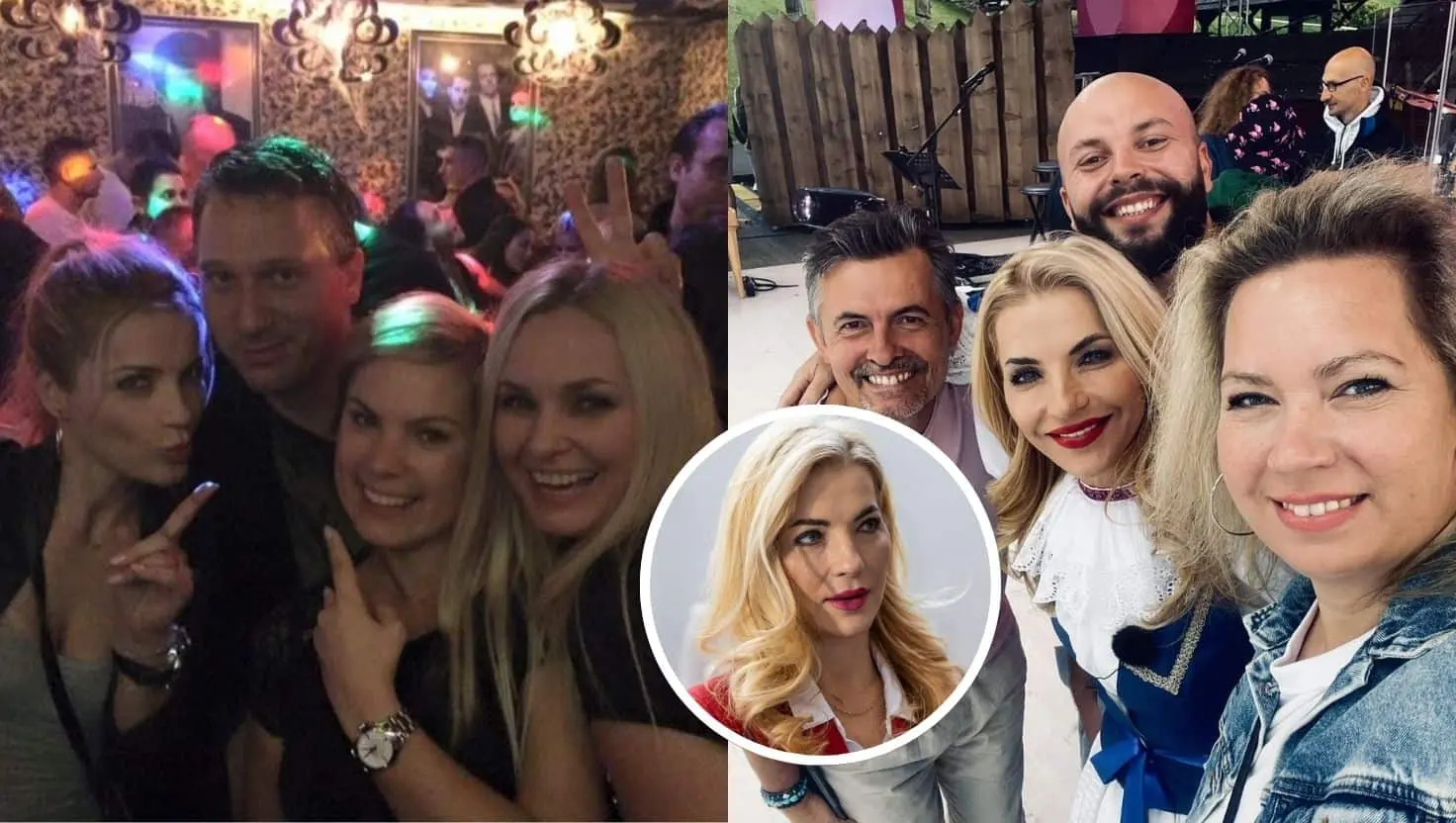 Martina Šimkovičová a jej kamarátka Jana Demková (druhá sprava na ľavej fotografii a posledná sprava na fotografii vpravo).