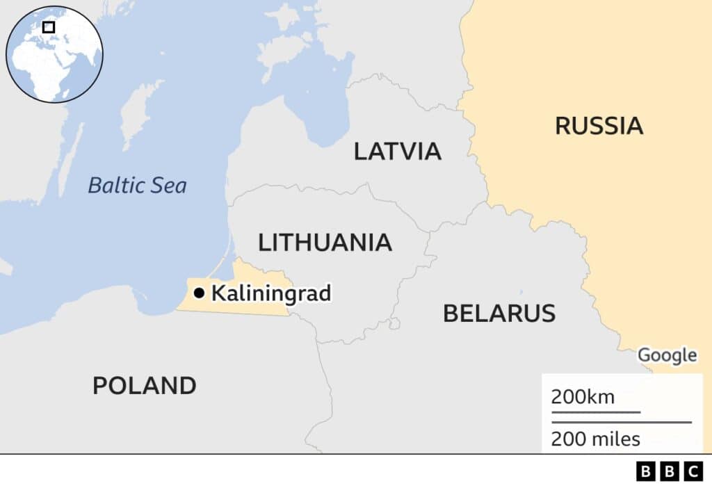 Kaliningrad, ruská enkláva medzi Poľskom a Lotyšskom zohráva mimoriadnu strategickú rolu, Zdroj:X/Visegrád 24