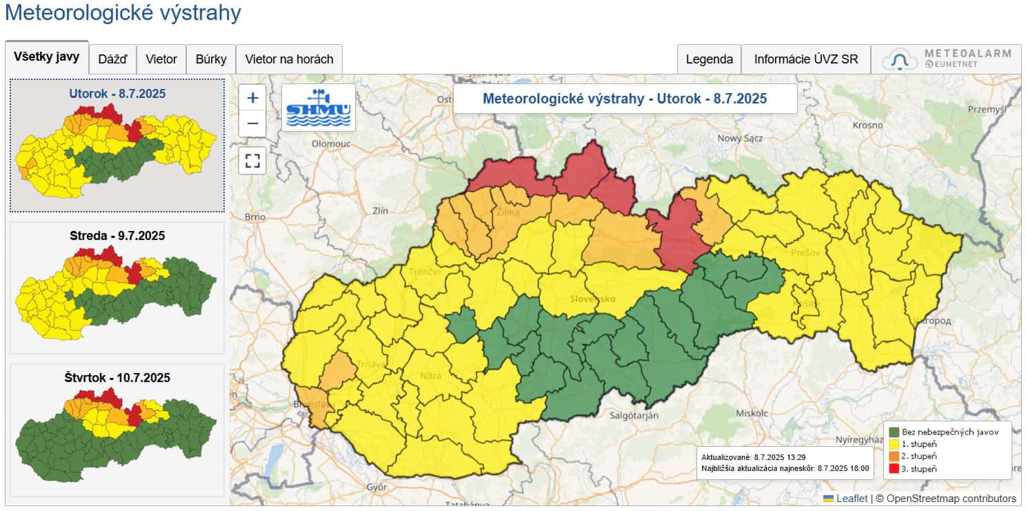 mapa shmú výstrahy 