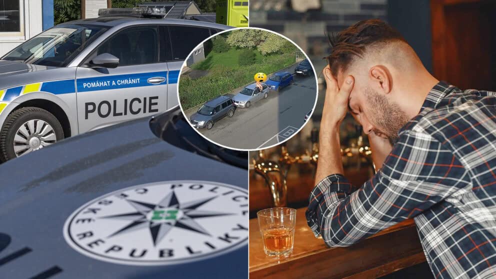 polícia Česko muž alkohol auto naháč