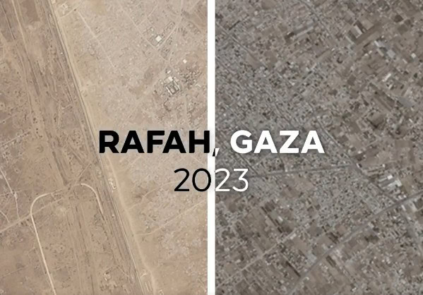 Mesto Rafah pred a po začatí invázie do Gazy, Zdroj:X/ TRT world