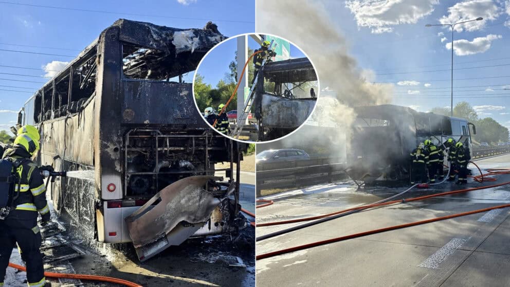 Autobus plamene diaľnica Česko