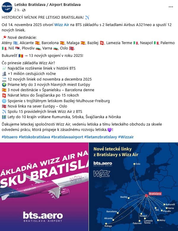 Zdroj: Facebook/Letisko Bratislava / Airport Bratislava