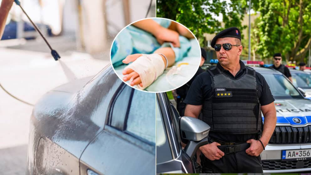 autoumývareň polícia chlapec nehoda