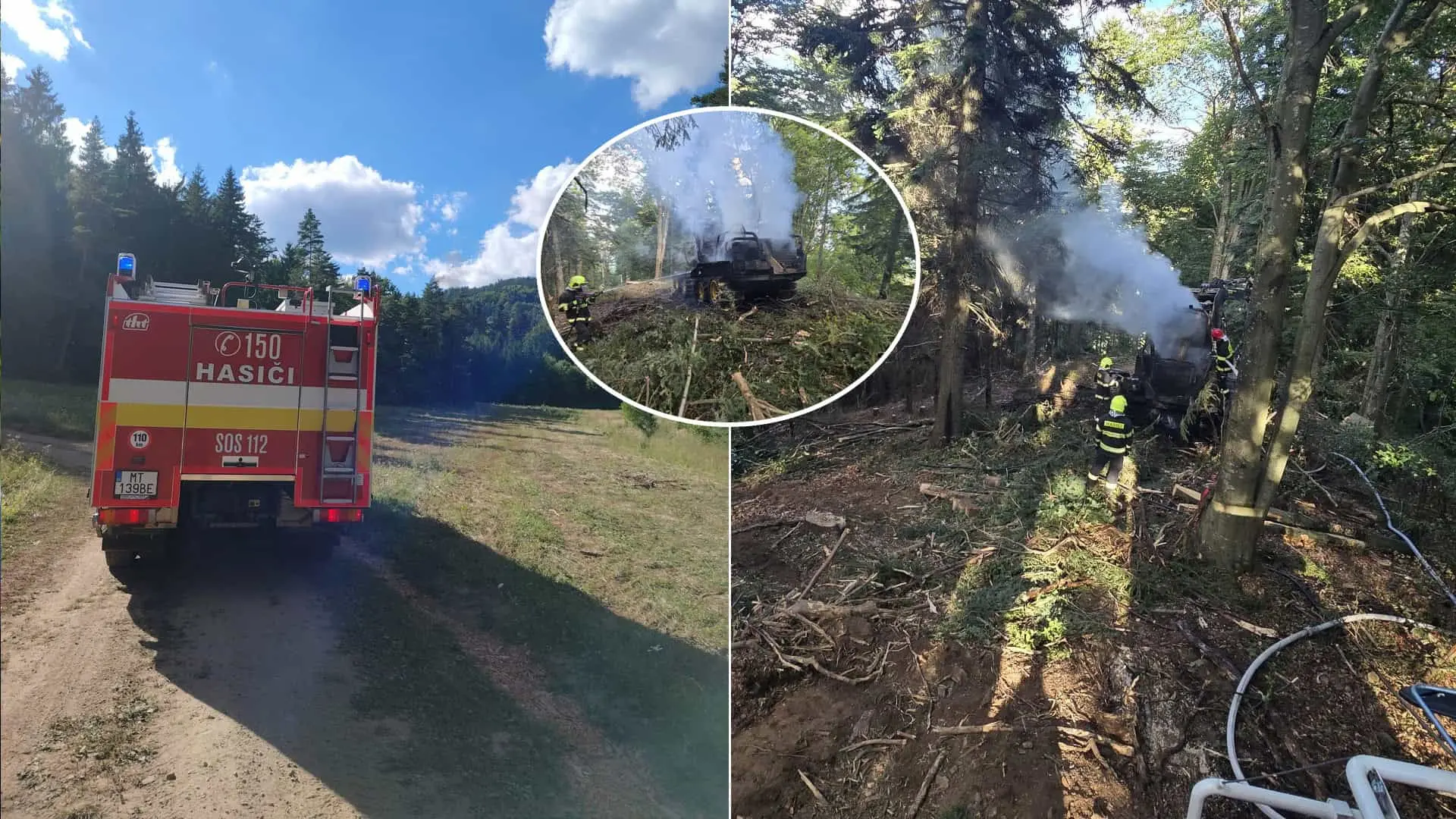 hasiči požiar les stroj