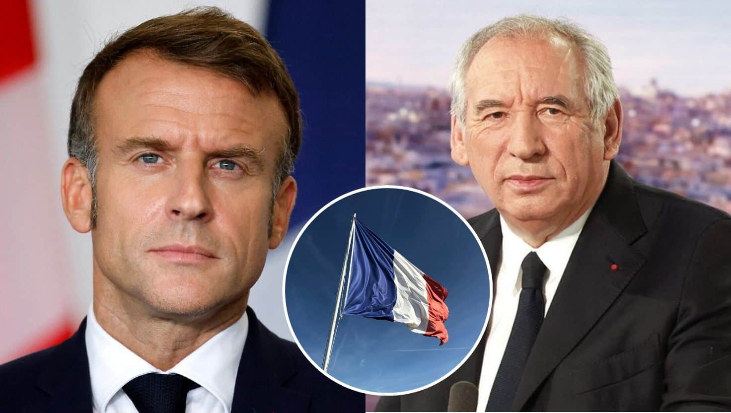 Emmanuel Macron (vľavo) a François Bayrou (vpravo).