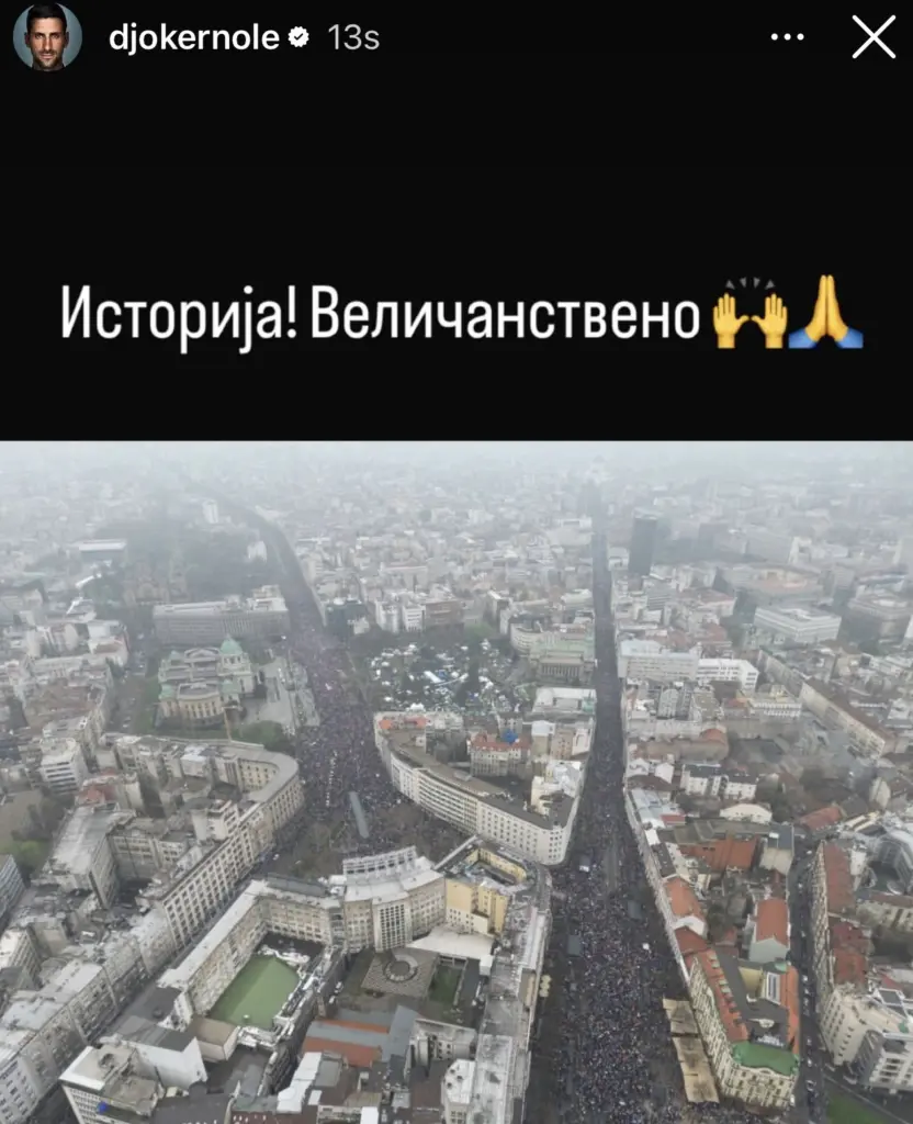 Djokovič, Srbsko, protesty