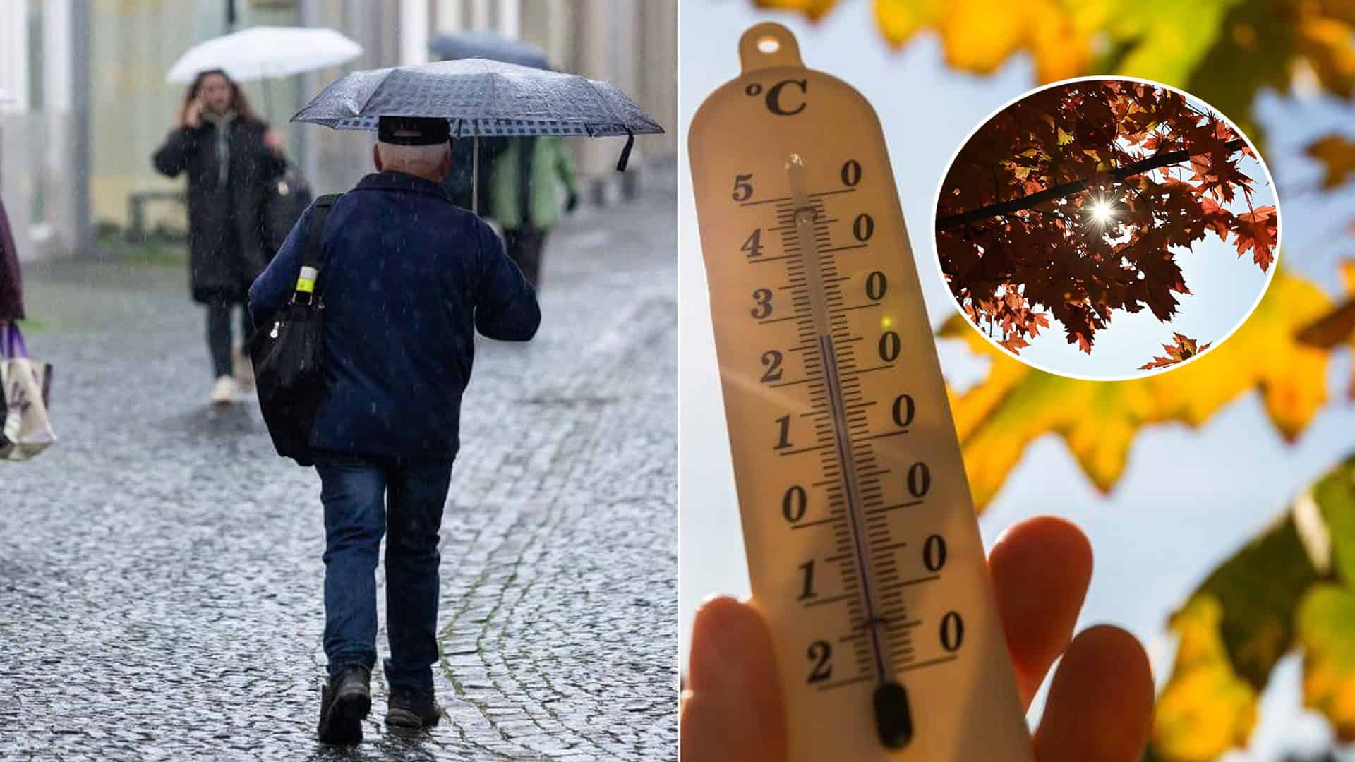 jeseň počasie slnko teplo dážď