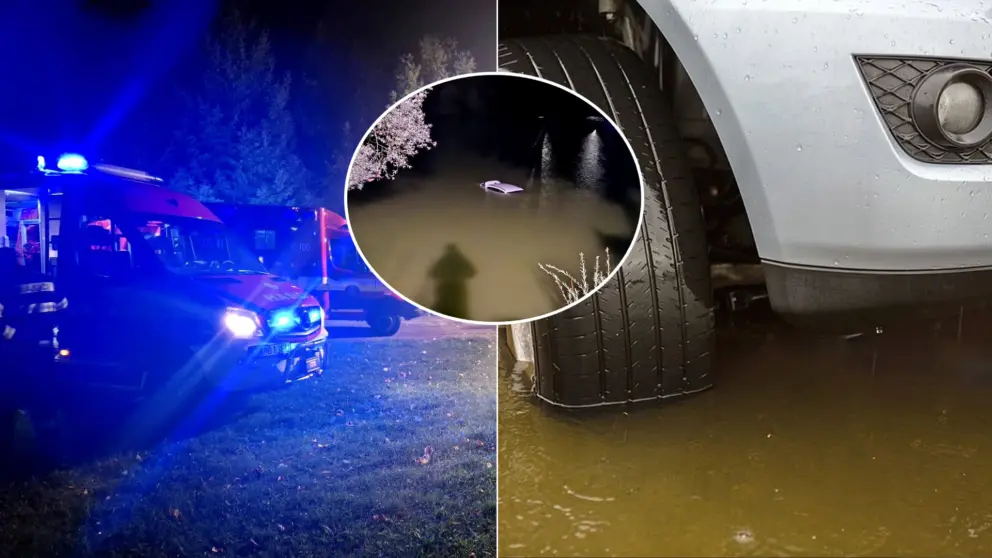 auto v rybníku