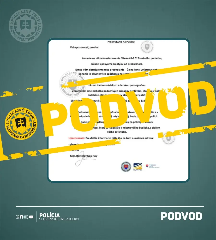 polícia dokument email