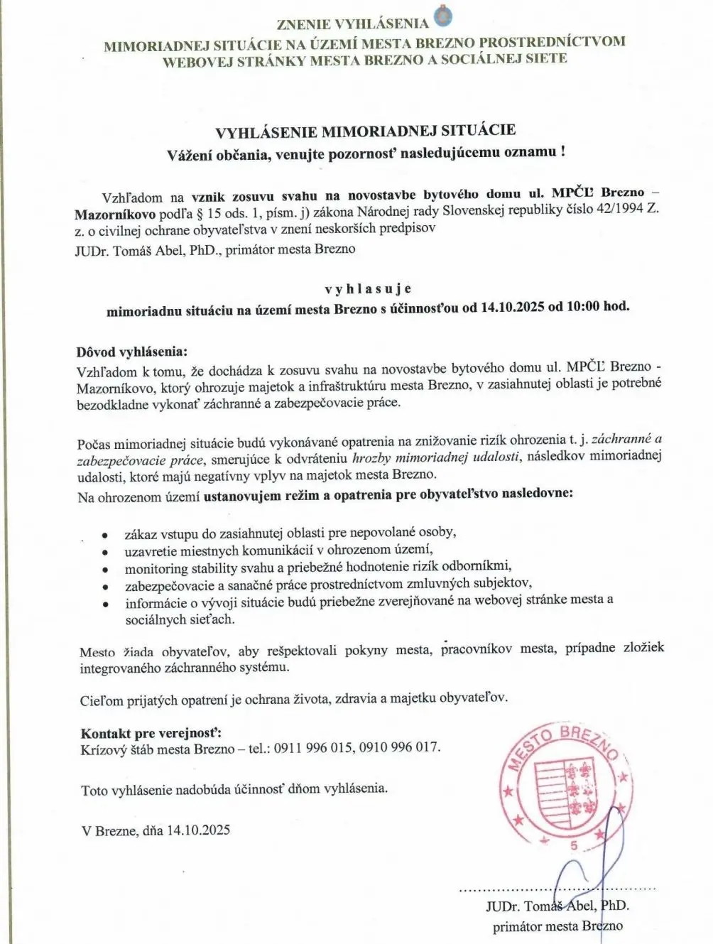zosuv brezno ábel