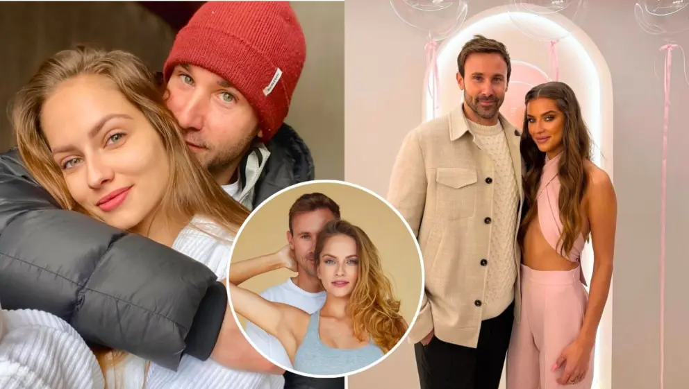 Marek Fašiang s bývalou partnerkou Terezou (vľavo a v strede) a s aktuálnou partnerkou Renátou.