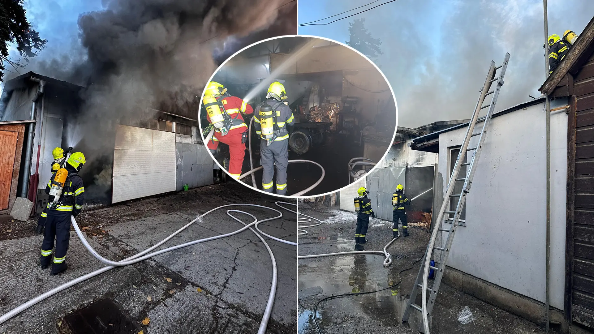 požiar autoservisu vo Vrakuni