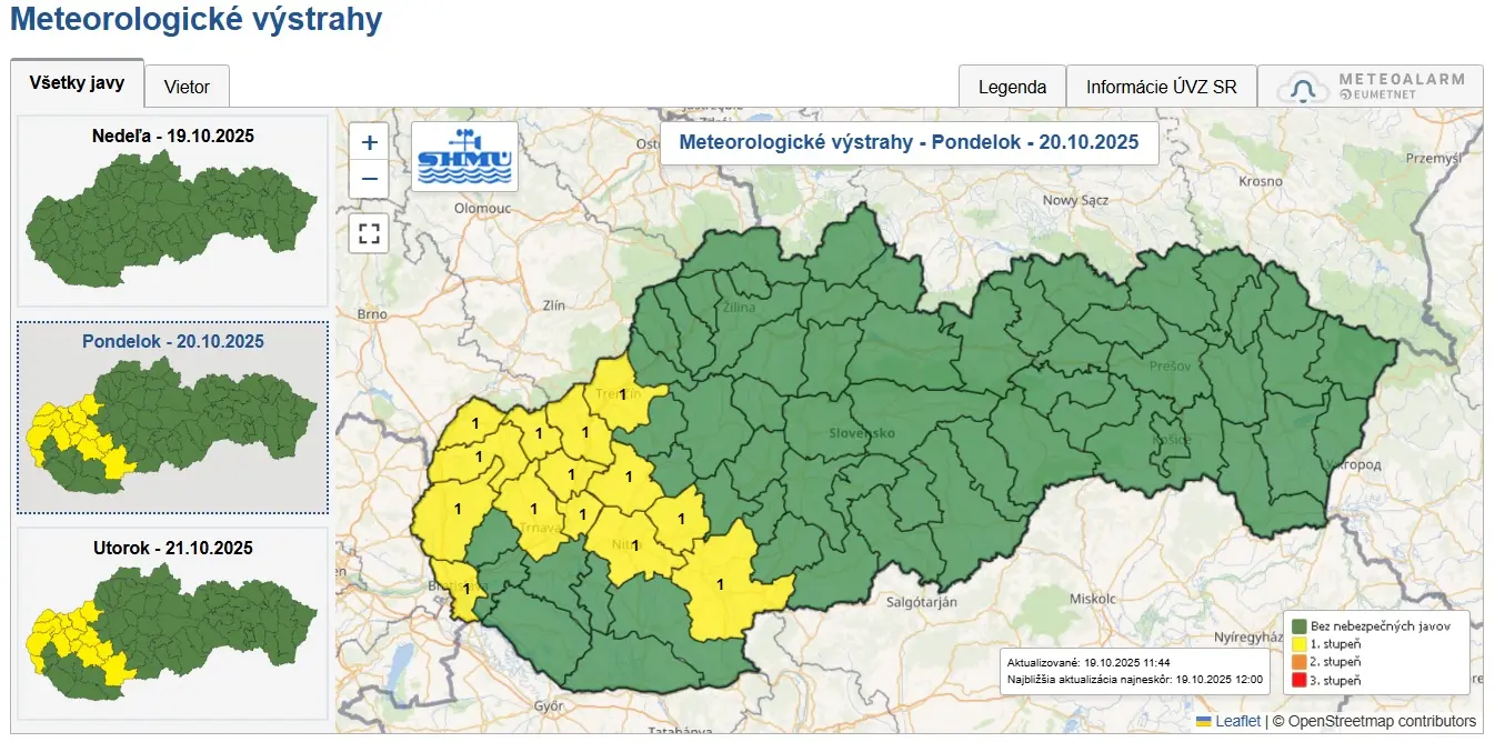 shmu vystraha mapa