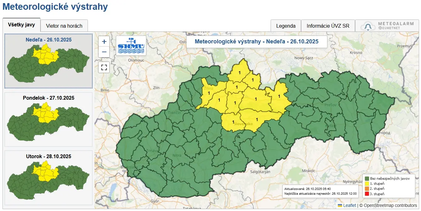 shmu vystrahy mapa