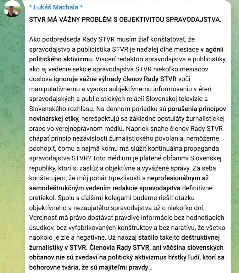 Machala, status, Telegram