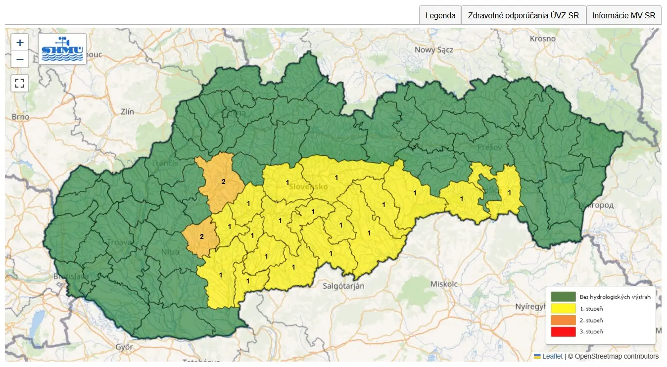 SHMU hydrologicke vystrahy