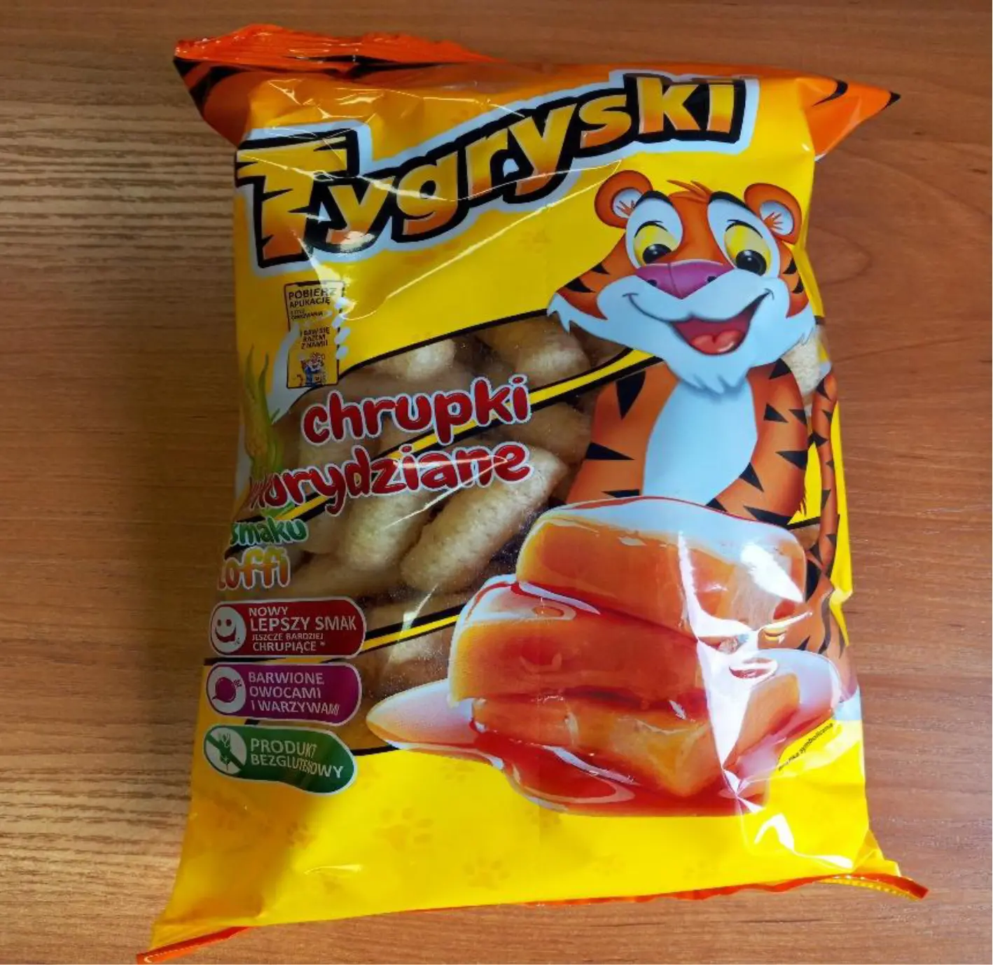 Tygryski – kukuričné chrumky s karamelovou príchuťou.