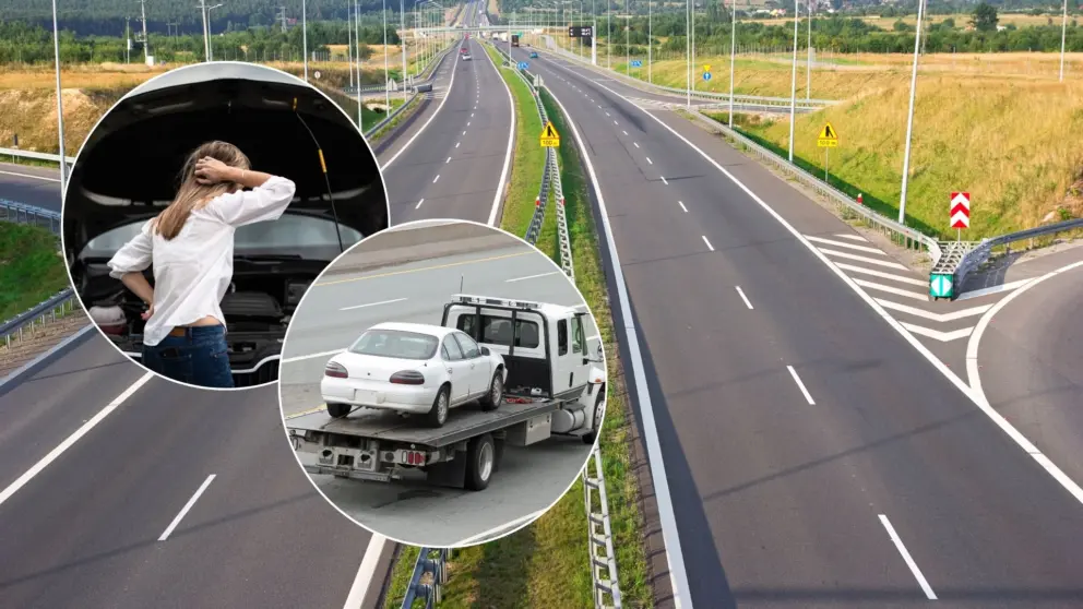 pokazené auto diaľnica diaľničná patrola