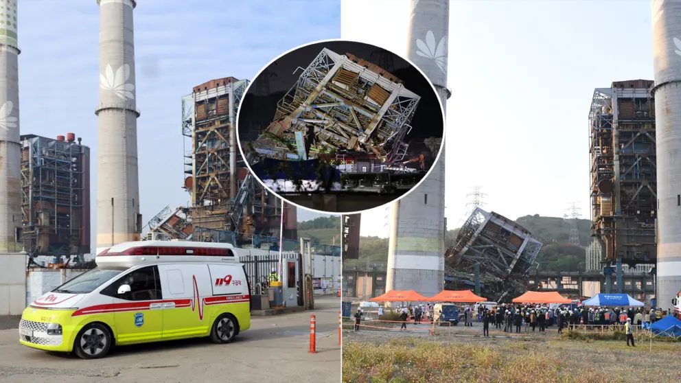 Kórea elektráreň veža zrútenie