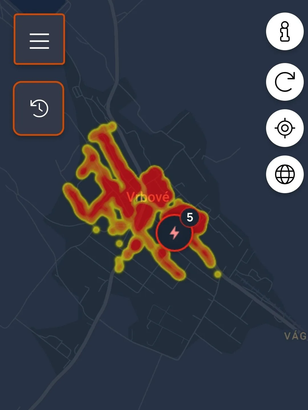 výpadok prúdu vo Vrbovom