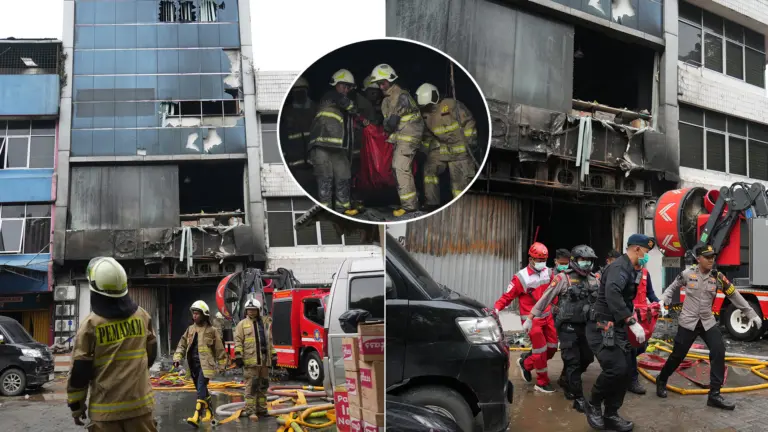 požiar budova Jakarta