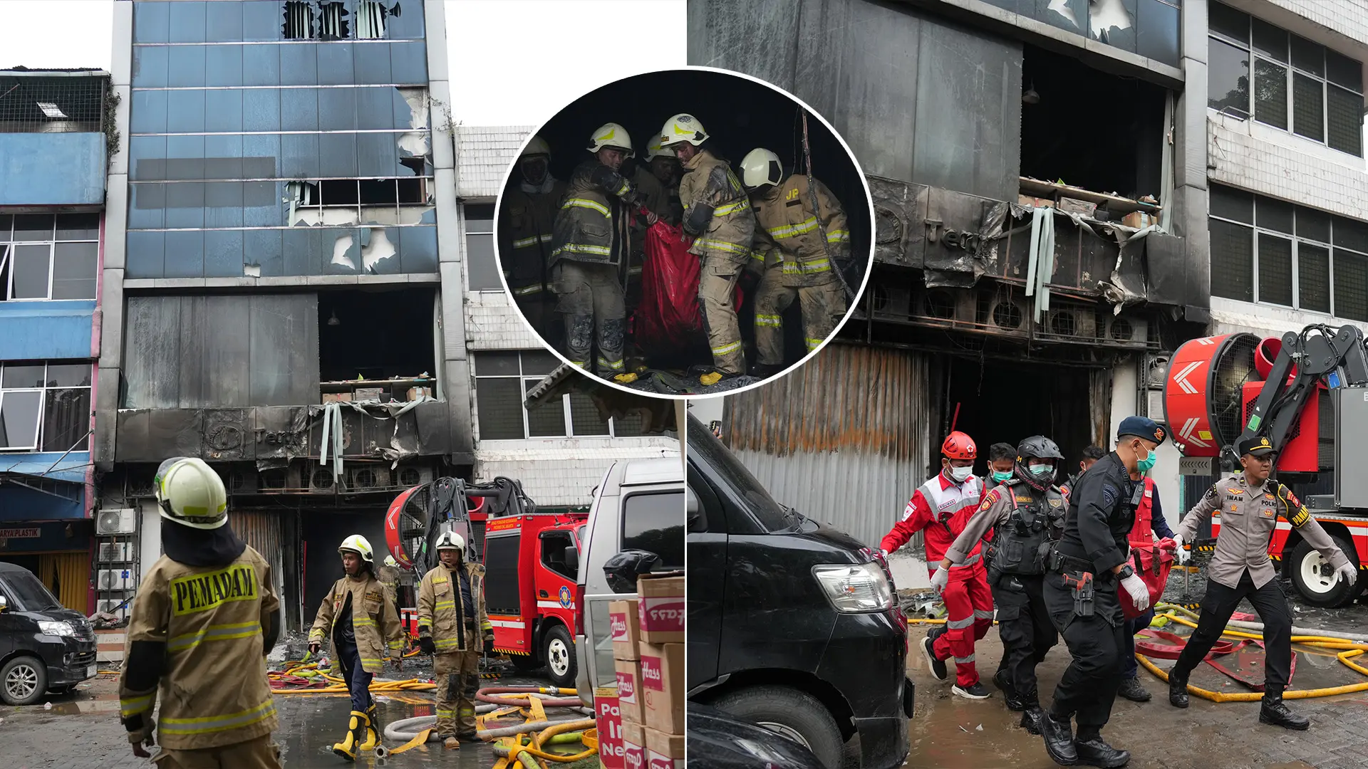 požiar budova Jakarta