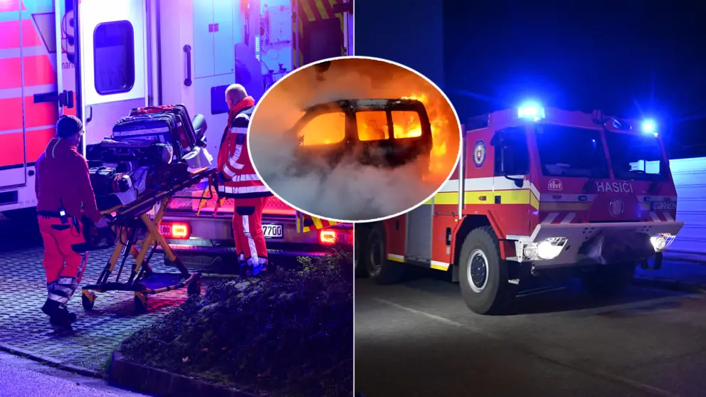 auto požiar hasiči sanitka